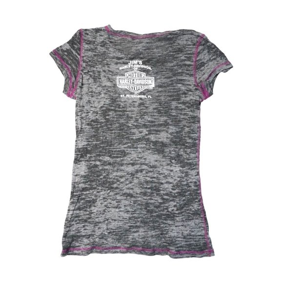 Harley-Davidson Ladies Medium Gray Short Sleeve Jim's Motorcycle St Petersburg - Picture 2 of 5